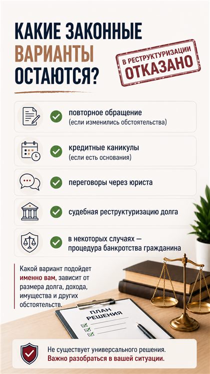 Чек-лист законных вариантов после отказа банка