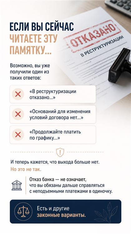 Содержание памятки после отказа в реструктуризации